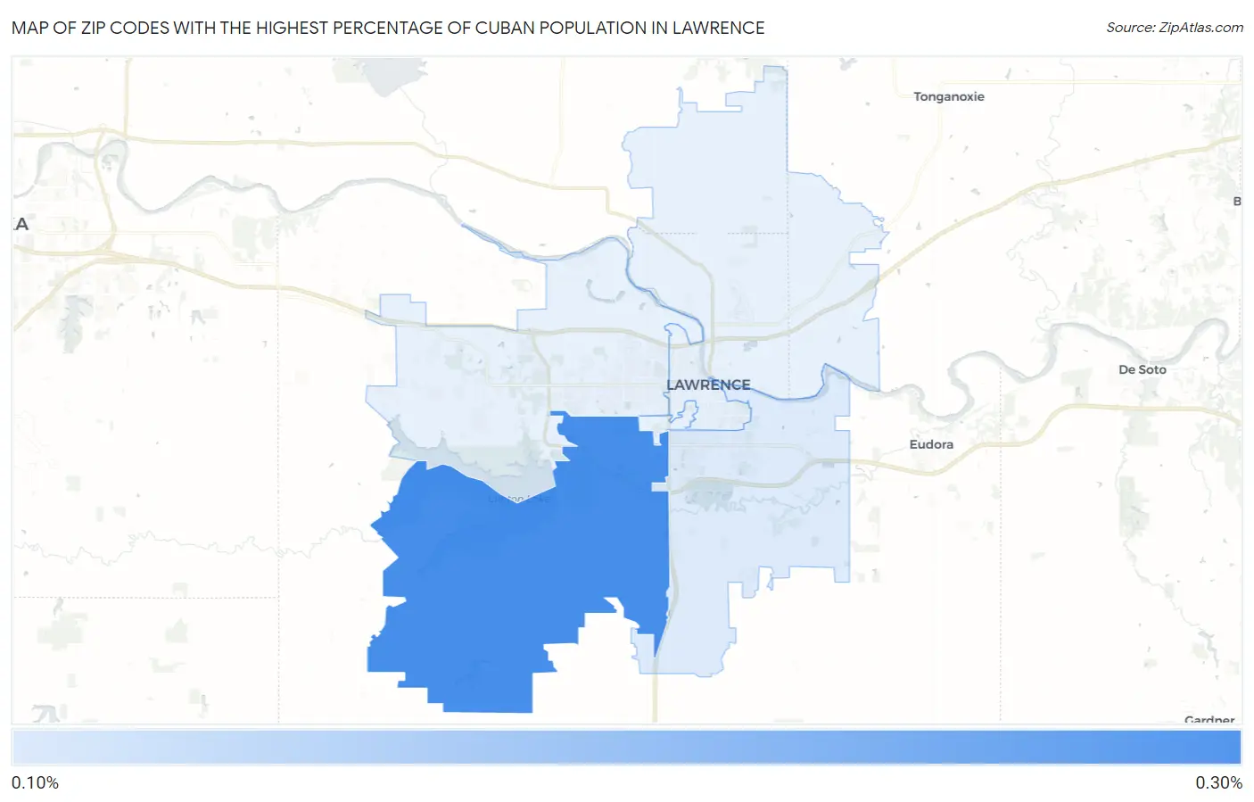 Zip Codes with the Highest Percentage of Cuban Population in Lawrence Map