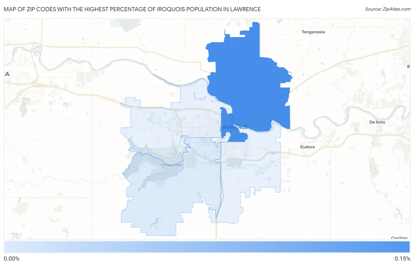 Zip Codes with the Highest Percentage of Iroquois Population in Lawrence Map
