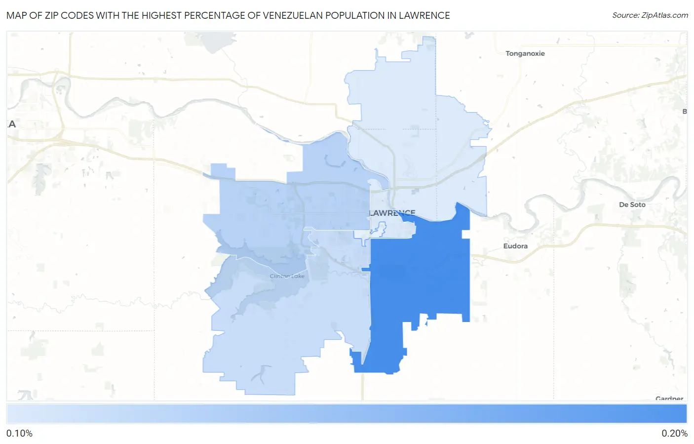 Zip Codes with the Highest Percentage of Venezuelan Population in Lawrence Map