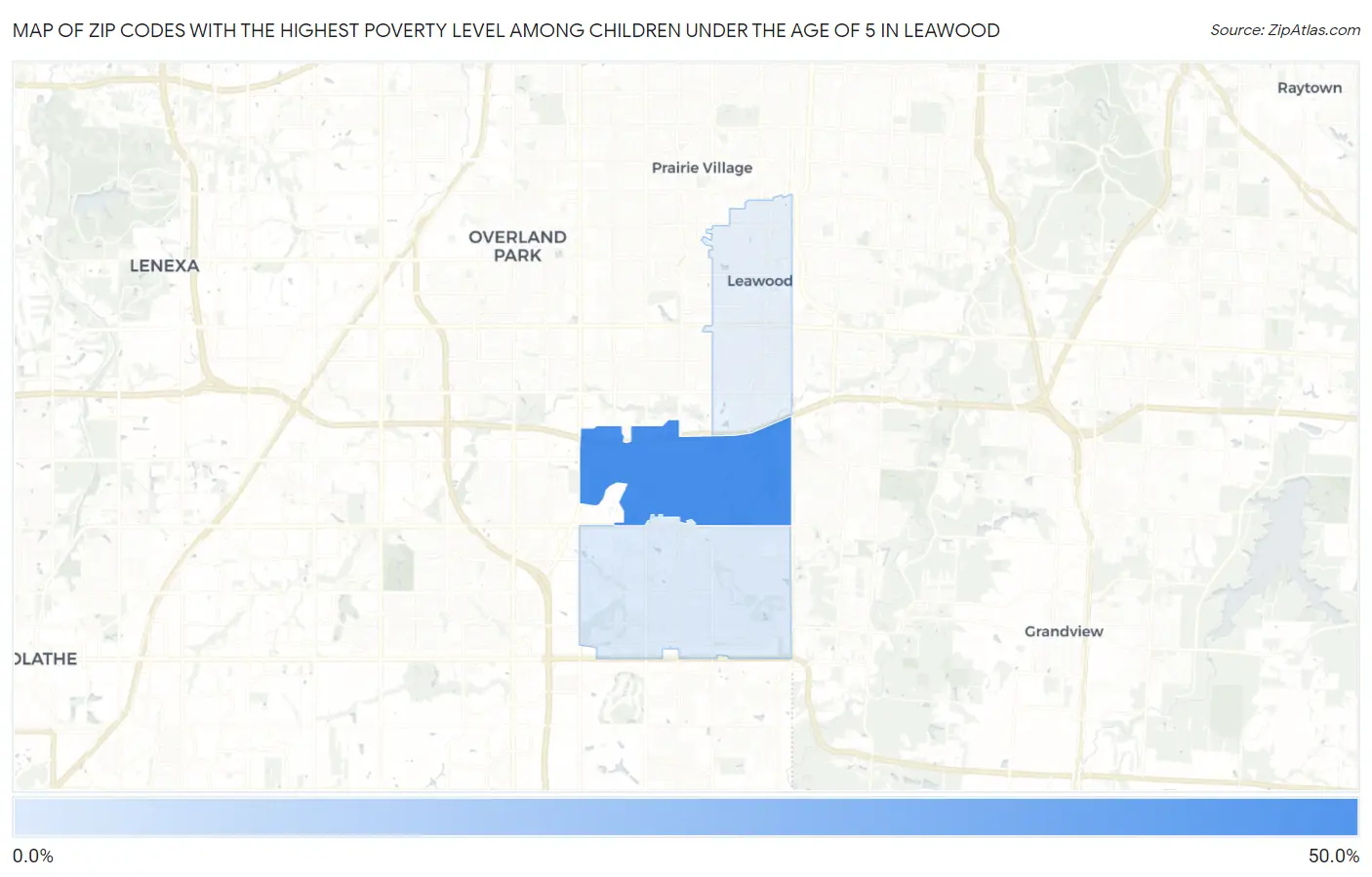 Zip Codes with the Highest Poverty Level Among Children Under the Age of 5 in Leawood Map
