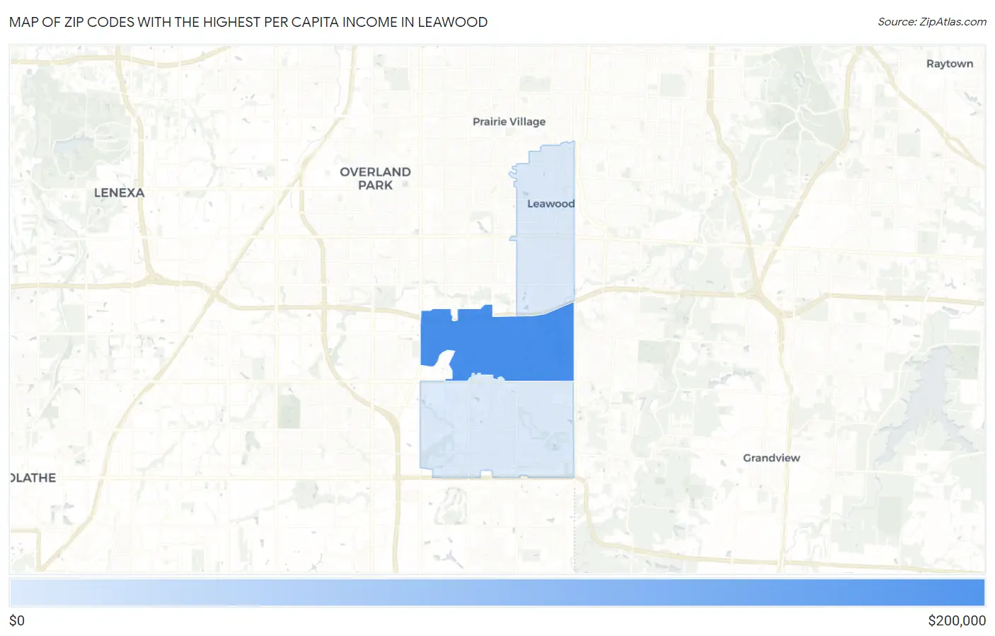 Zip Codes with the Highest Per Capita Income in Leawood Map