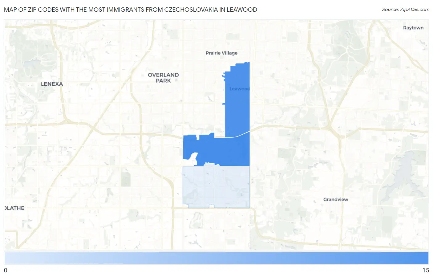 Zip Codes with the Most Immigrants from Czechoslovakia in Leawood Map