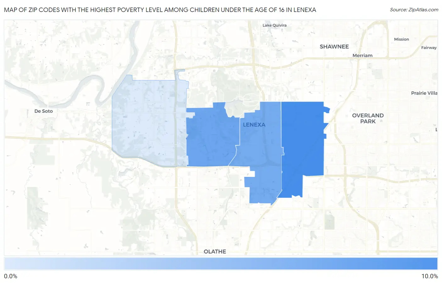 Zip Codes with the Highest Poverty Level Among Children Under the Age of 16 in Lenexa Map