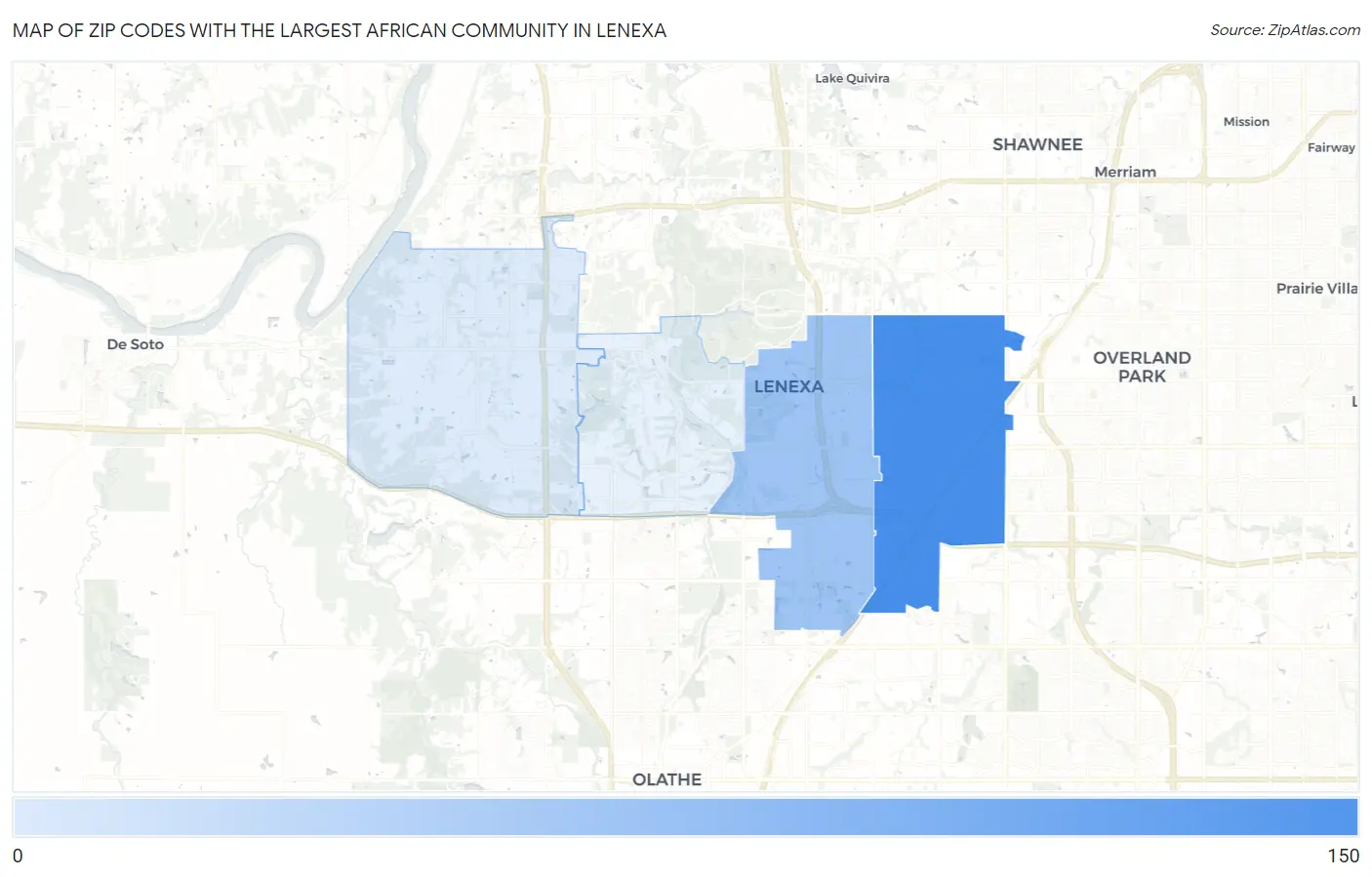 Zip Codes with the Largest African Community in Lenexa Map