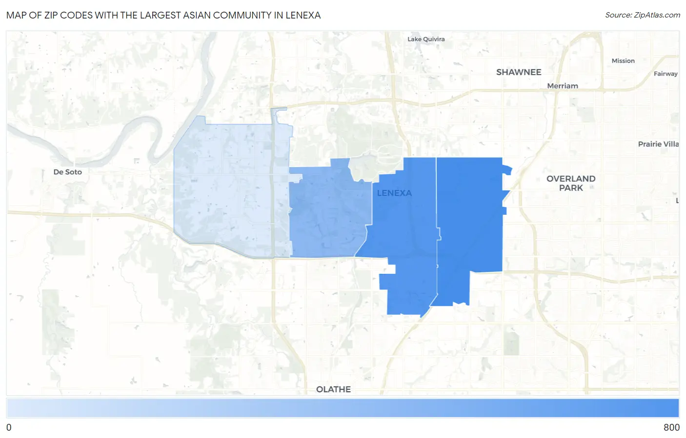 Zip Codes with the Largest Asian Community in Lenexa Map