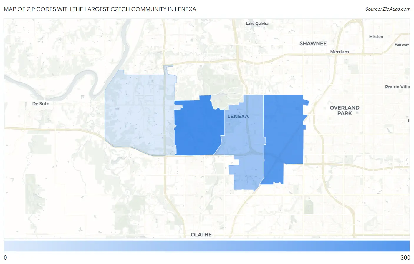 Zip Codes with the Largest Czech Community in Lenexa Map