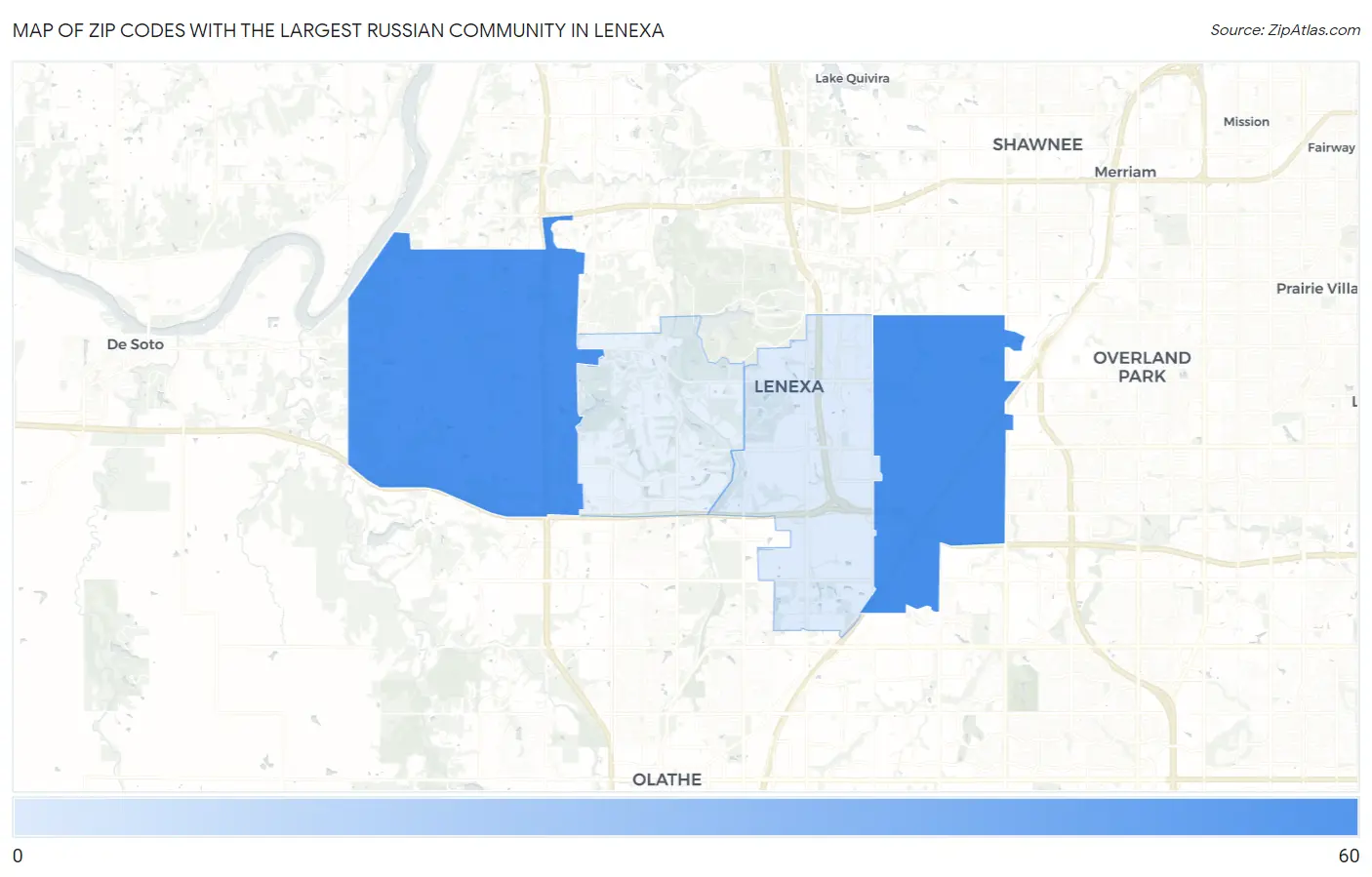 Zip Codes with the Largest Russian Community in Lenexa Map