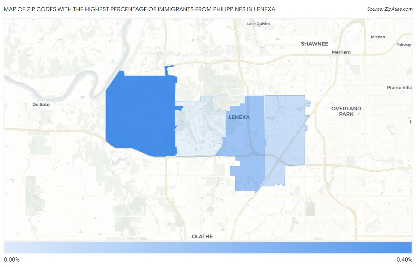 Zip Codes with the Highest Percentage of Immigrants from Philippines in Lenexa Map