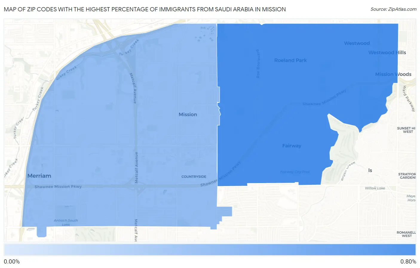 Zip Codes with the Highest Percentage of Immigrants from Saudi Arabia in Mission Map