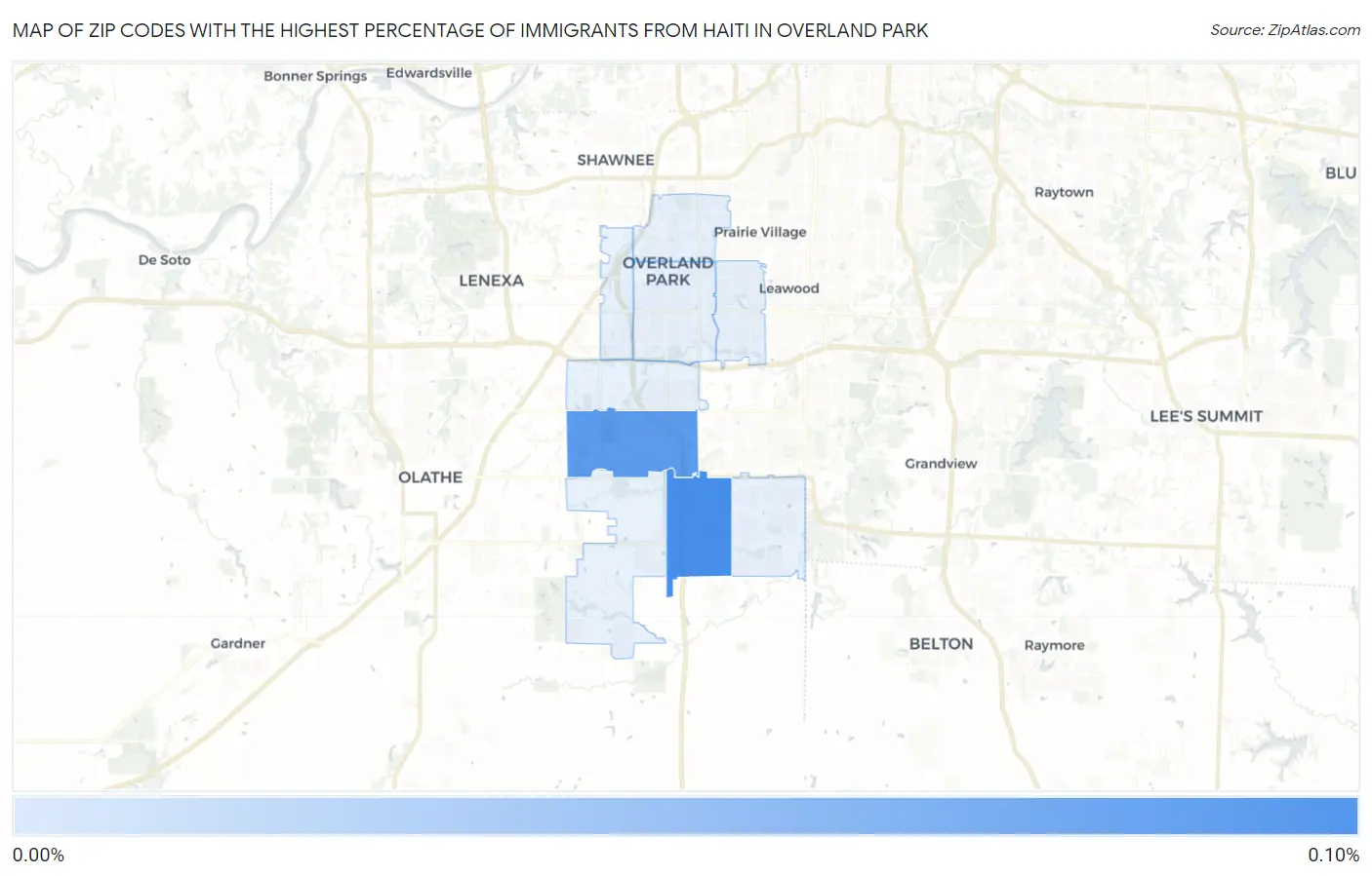 Zip Codes with the Highest Percentage of Immigrants from Haiti in Overland Park Map