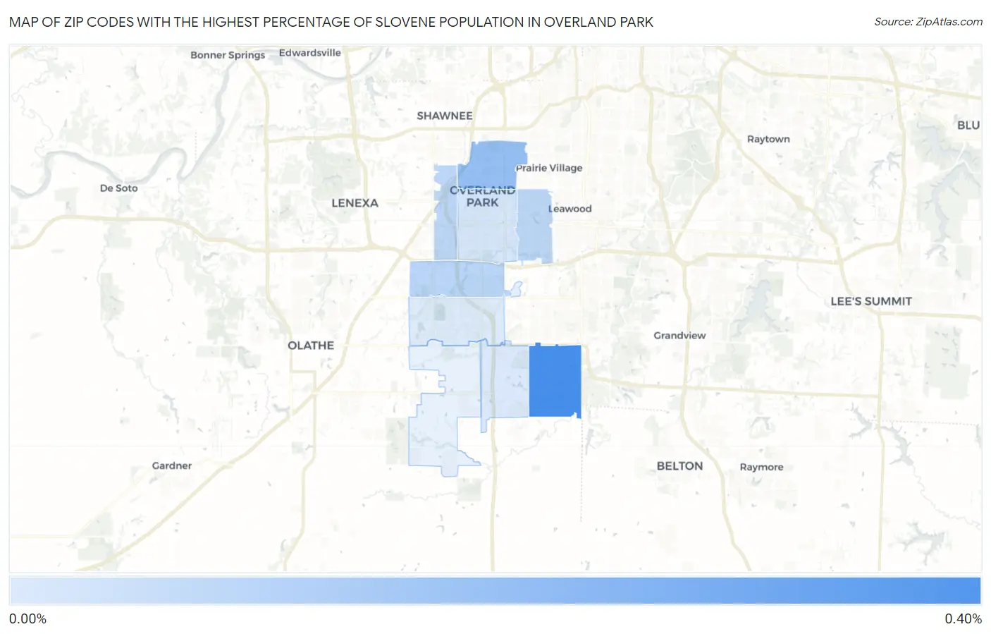 Zip Codes with the Highest Percentage of Slovene Population in Overland Park Map