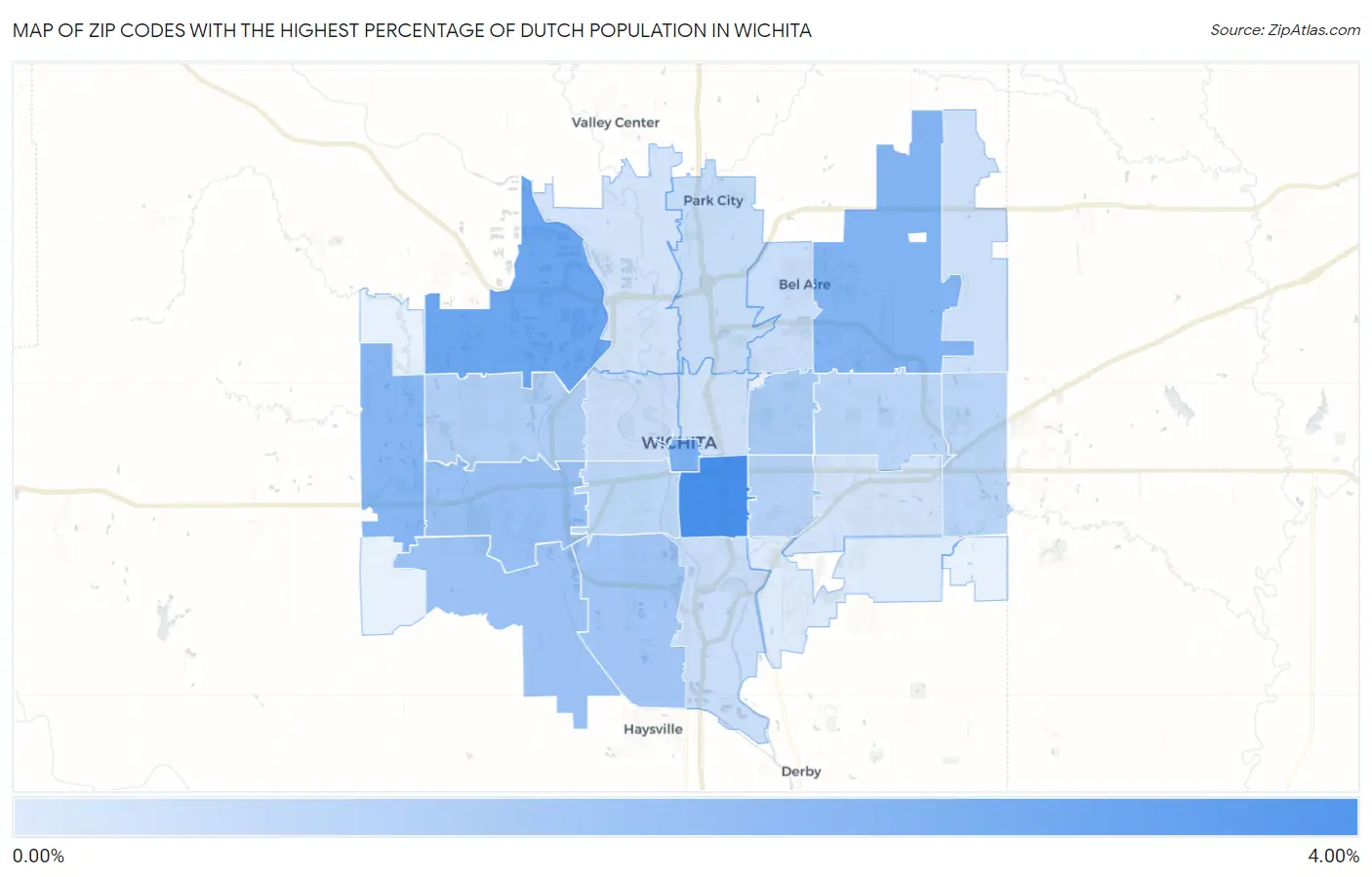 Zip Codes with the Highest Percentage of Dutch Population in Wichita Map