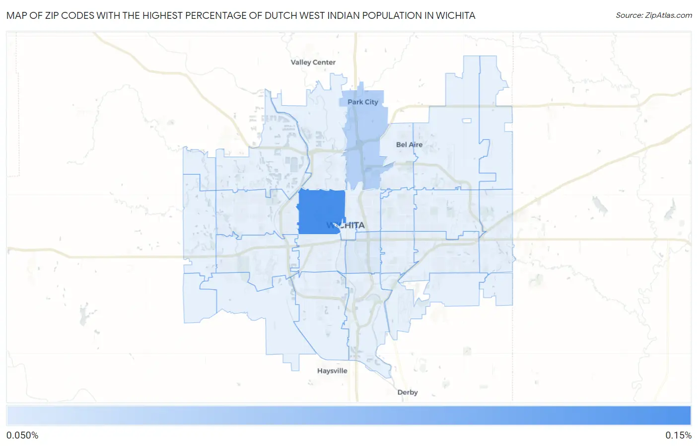 Zip Codes with the Highest Percentage of Dutch West Indian Population in Wichita Map
