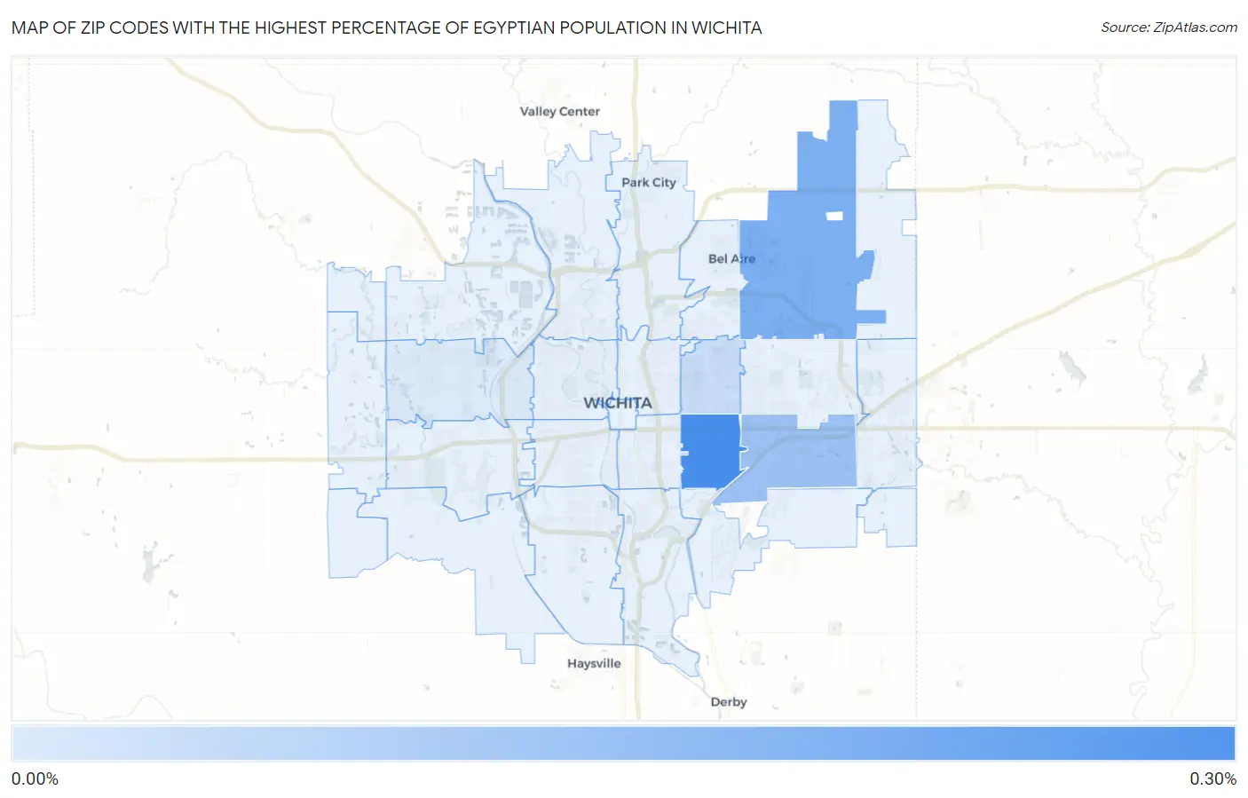 Zip Codes with the Highest Percentage of Egyptian Population in Wichita Map