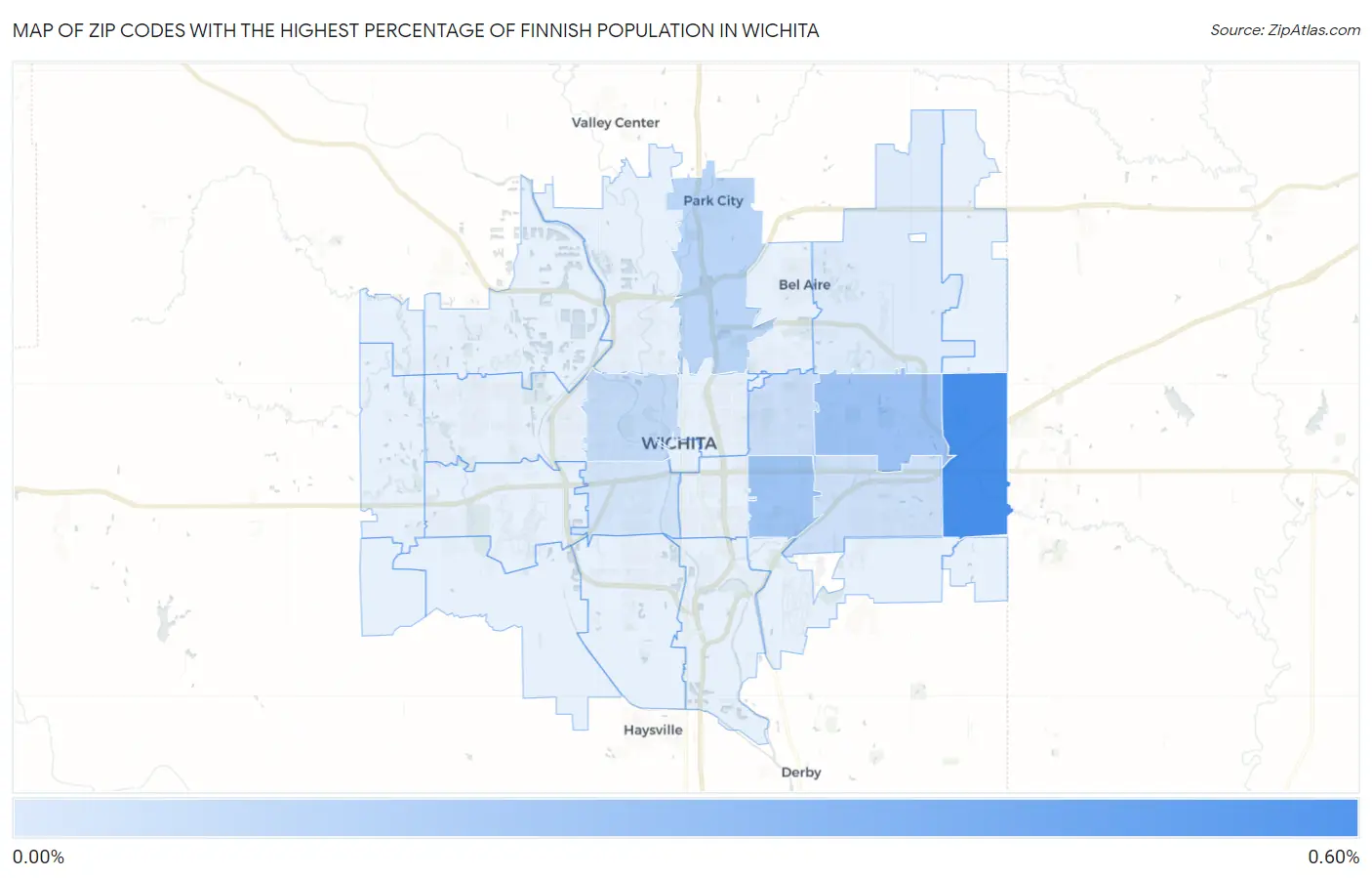 Zip Codes with the Highest Percentage of Finnish Population in Wichita Map