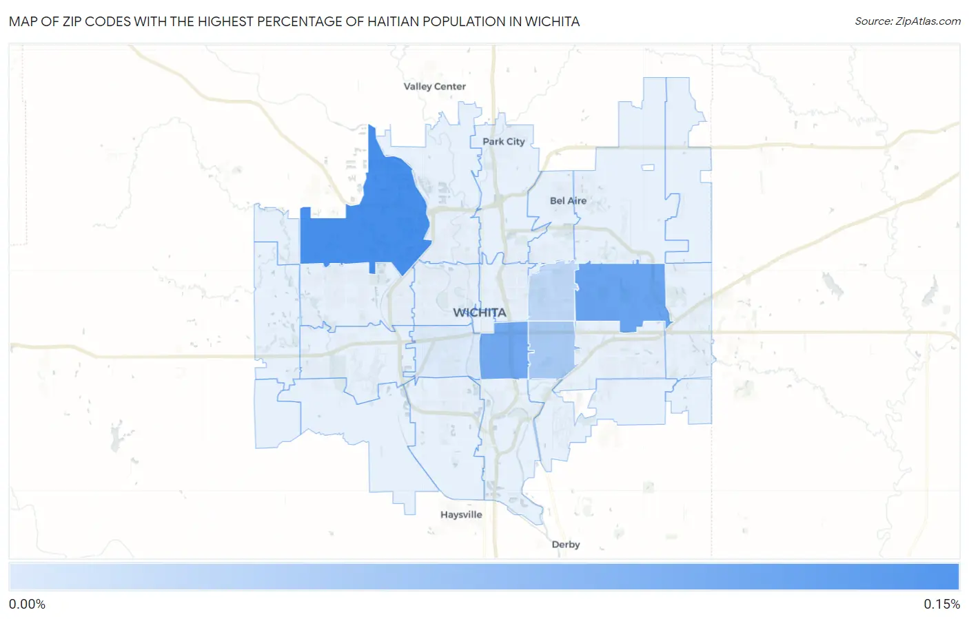 Zip Codes with the Highest Percentage of Haitian Population in Wichita Map