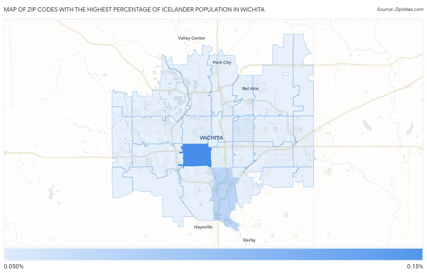 Zip Codes with the Highest Percentage of Icelander Population in Wichita Map