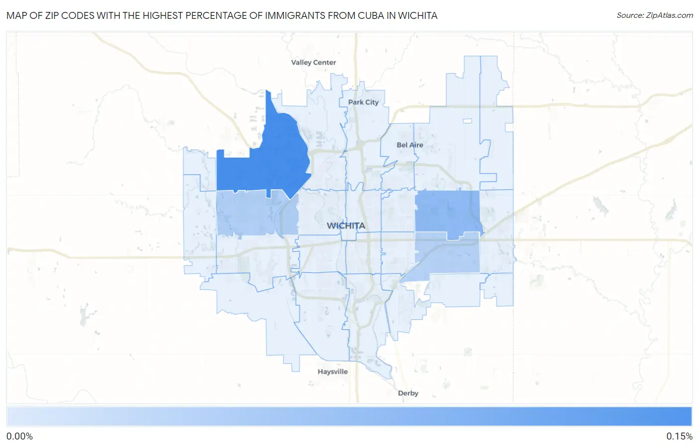 Zip Codes with the Highest Percentage of Immigrants from Cuba in Wichita Map