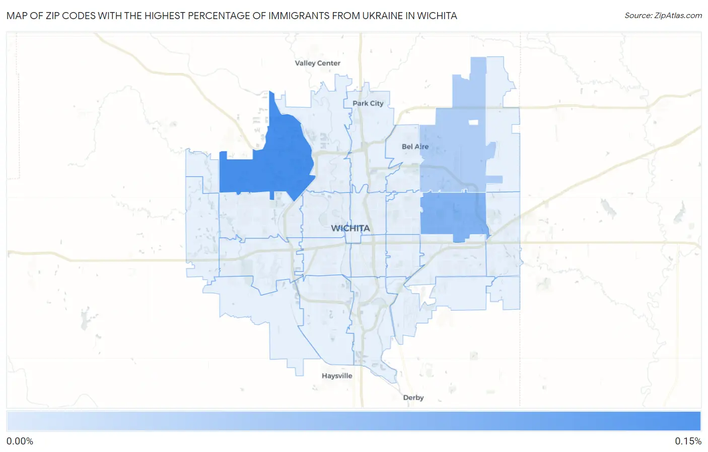 Zip Codes with the Highest Percentage of Immigrants from Ukraine in Wichita Map