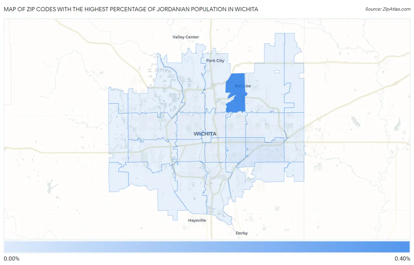 Zip Codes with the Highest Percentage of Jordanian Population in Wichita Map