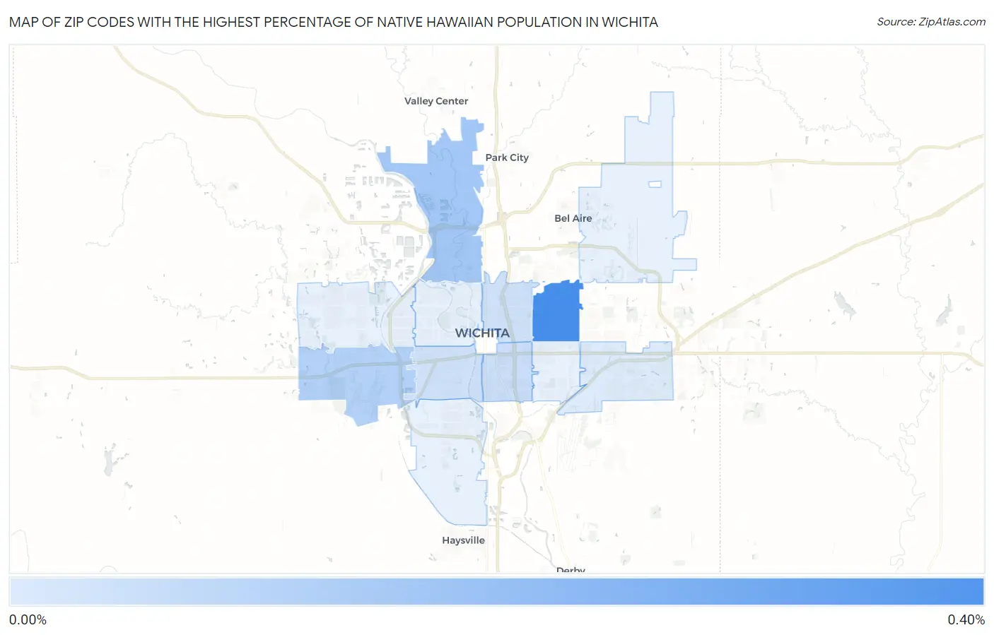 Zip Codes with the Highest Percentage of Native Hawaiian Population in Wichita Map