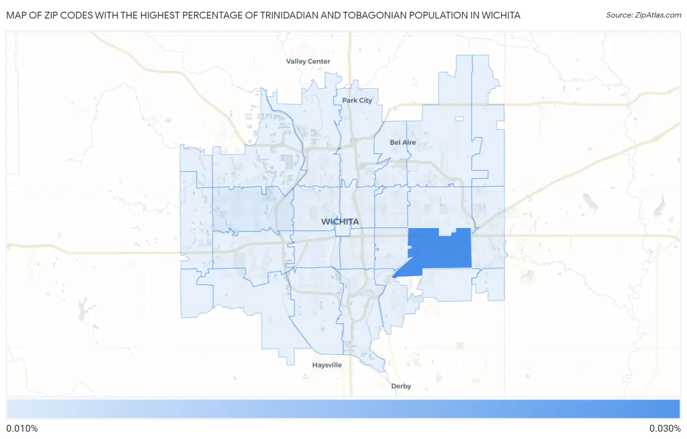 Zip Codes with the Highest Percentage of Trinidadian and Tobagonian Population in Wichita Map