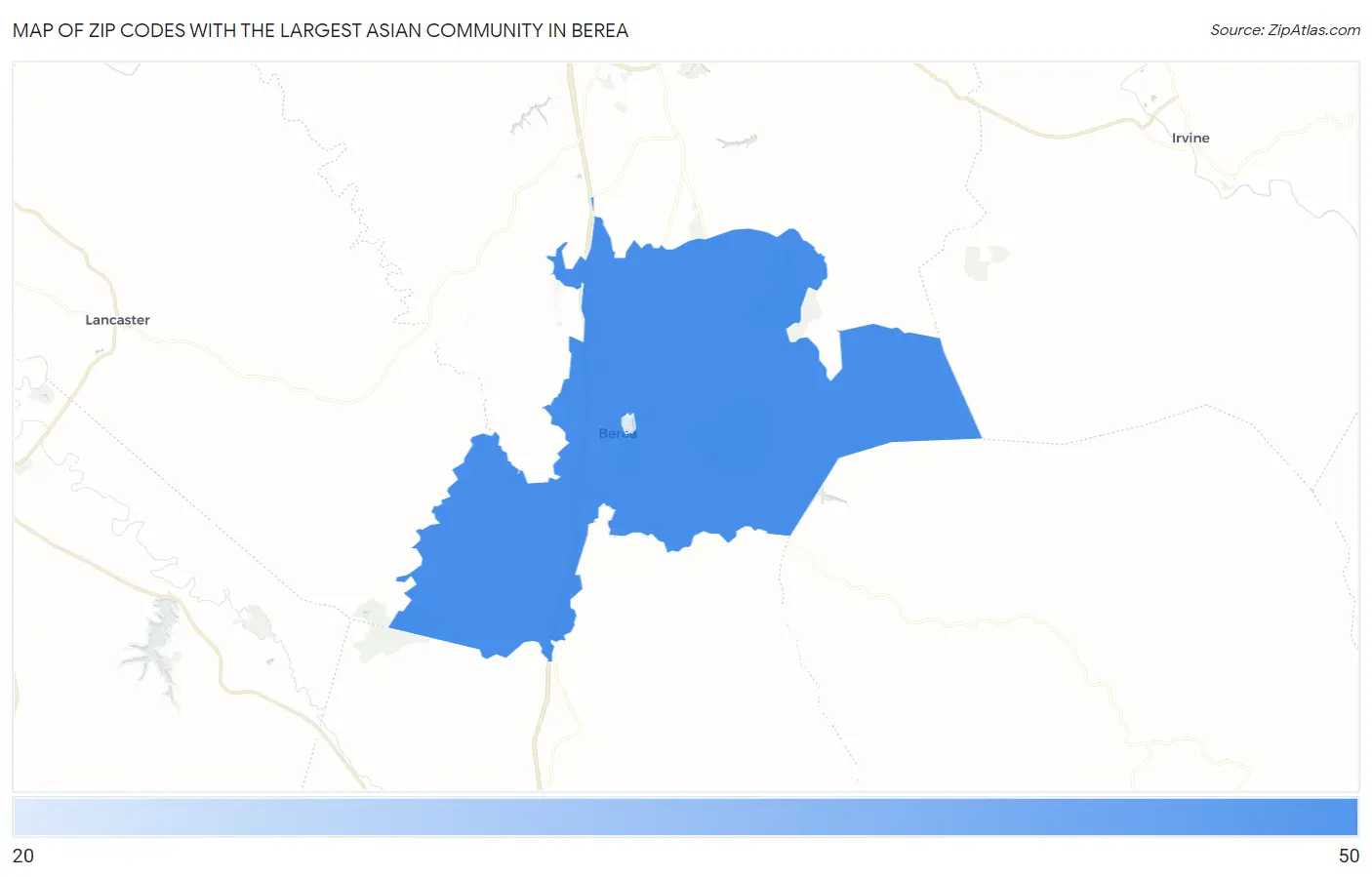 Zip Codes with the Largest Asian Community in Berea Map