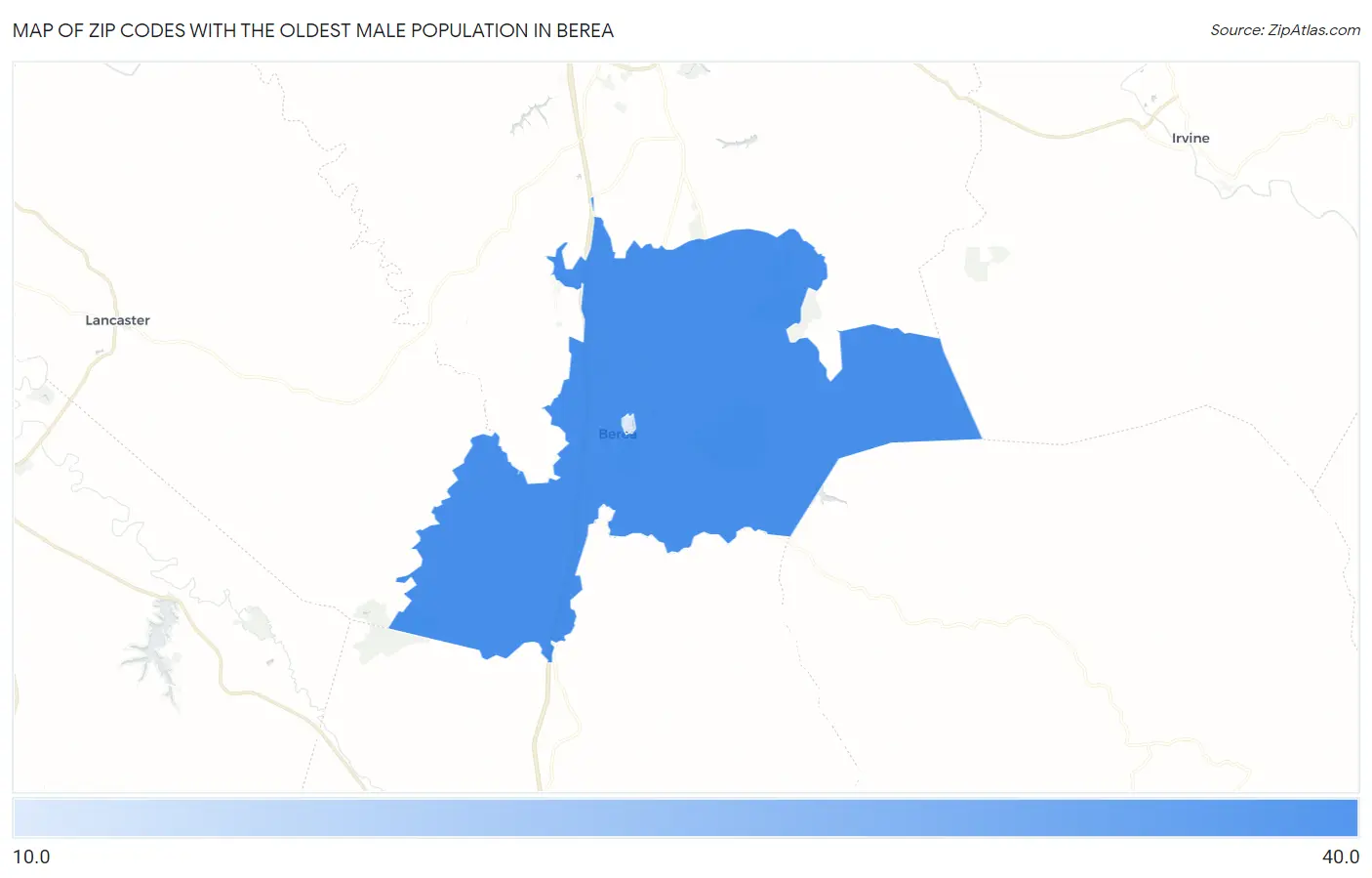 Zip Codes with the Oldest Male Population in Berea Map