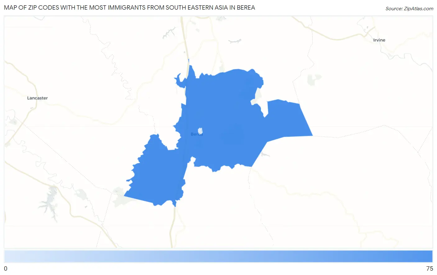 Zip Codes with the Most Immigrants from South Eastern Asia in Berea Map