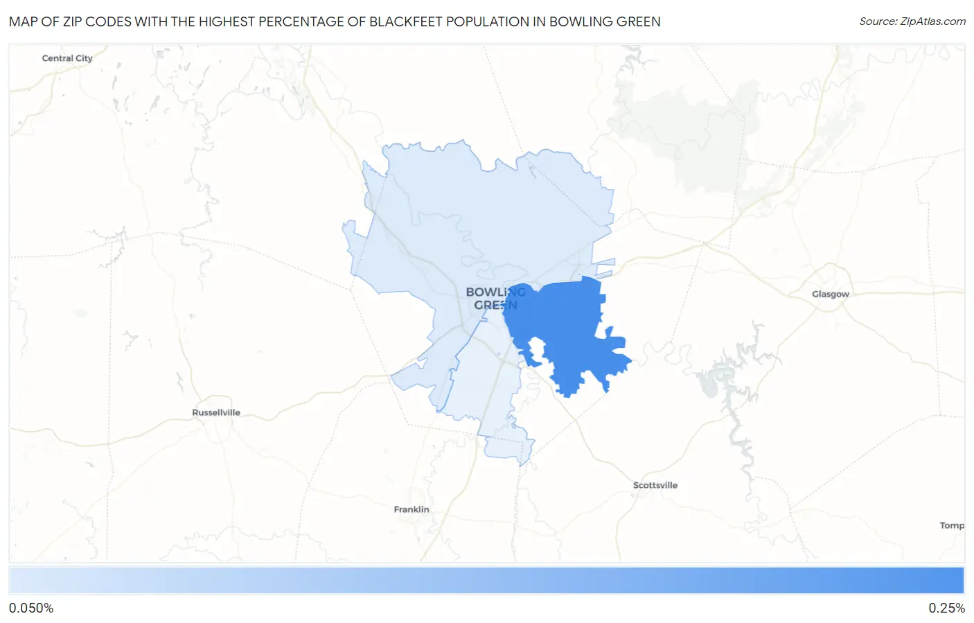 Zip Codes with the Highest Percentage of Blackfeet Population in Bowling Green Map