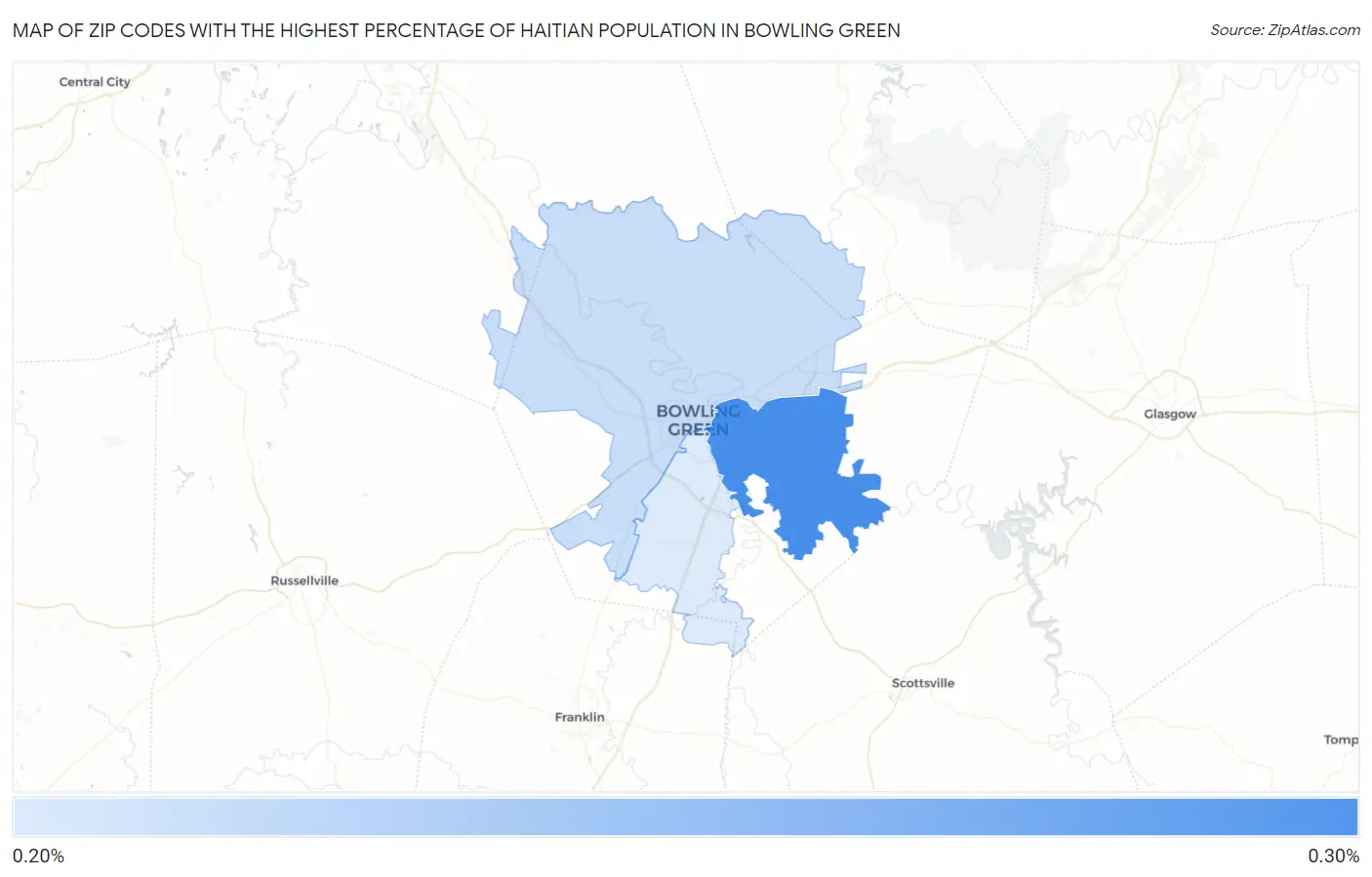 Zip Codes with the Highest Percentage of Haitian Population in Bowling Green Map