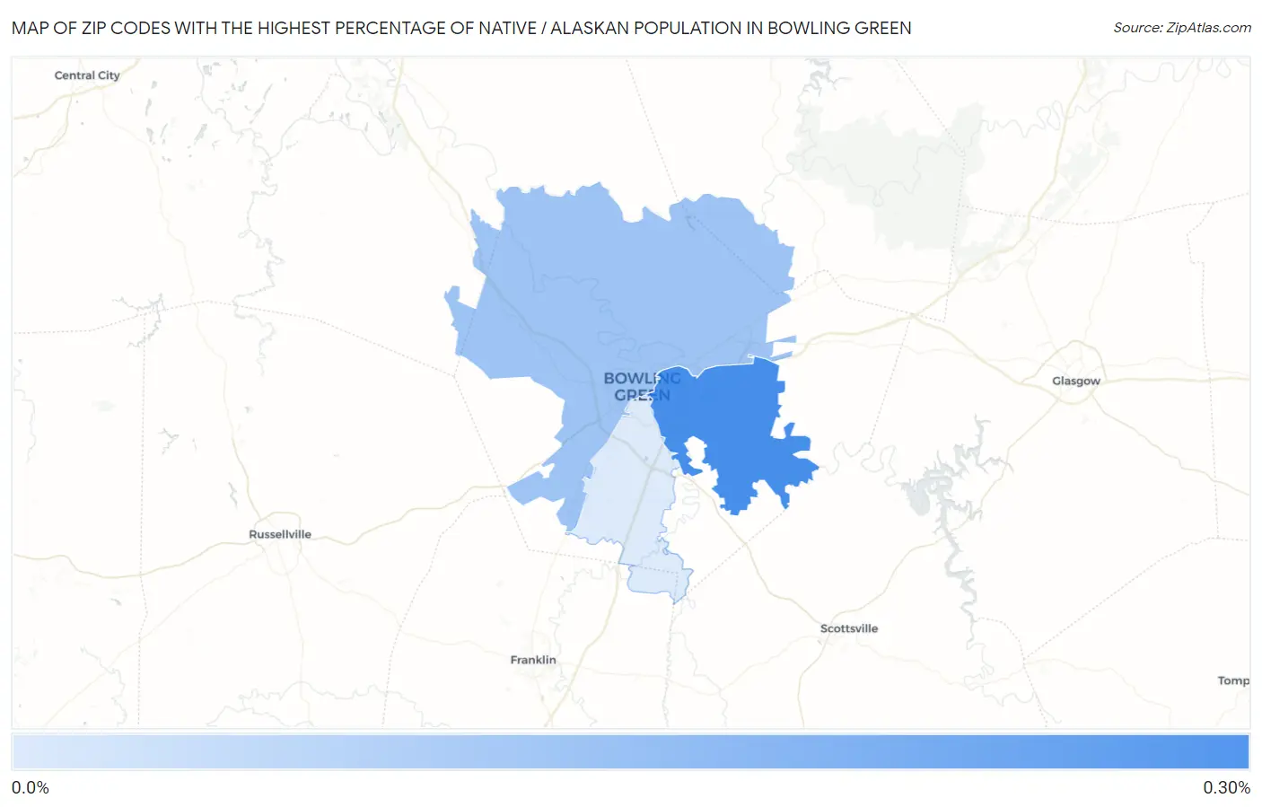 Zip Codes with the Highest Percentage of Native / Alaskan Population in Bowling Green Map