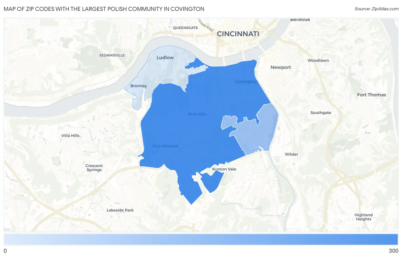 Zip Codes with the Largest Polish Community in Covington Map