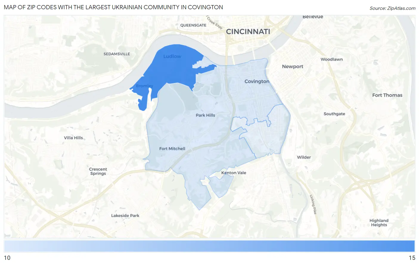 Zip Codes with the Largest Ukrainian Community in Covington Map