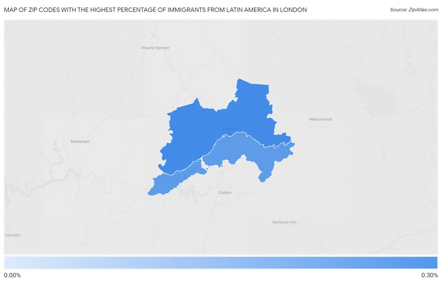 Zip Codes with the Highest Percentage of Immigrants from Latin America in London Map