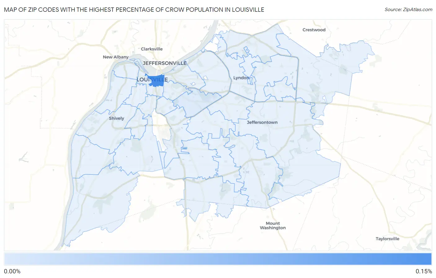 Zip Codes with the Highest Percentage of Crow Population in Louisville Map