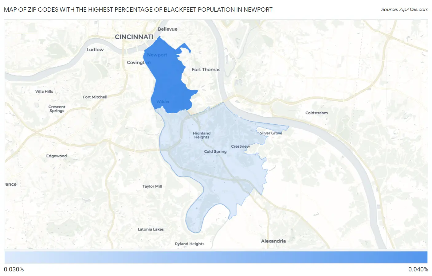 Zip Codes with the Highest Percentage of Blackfeet Population in Newport Map