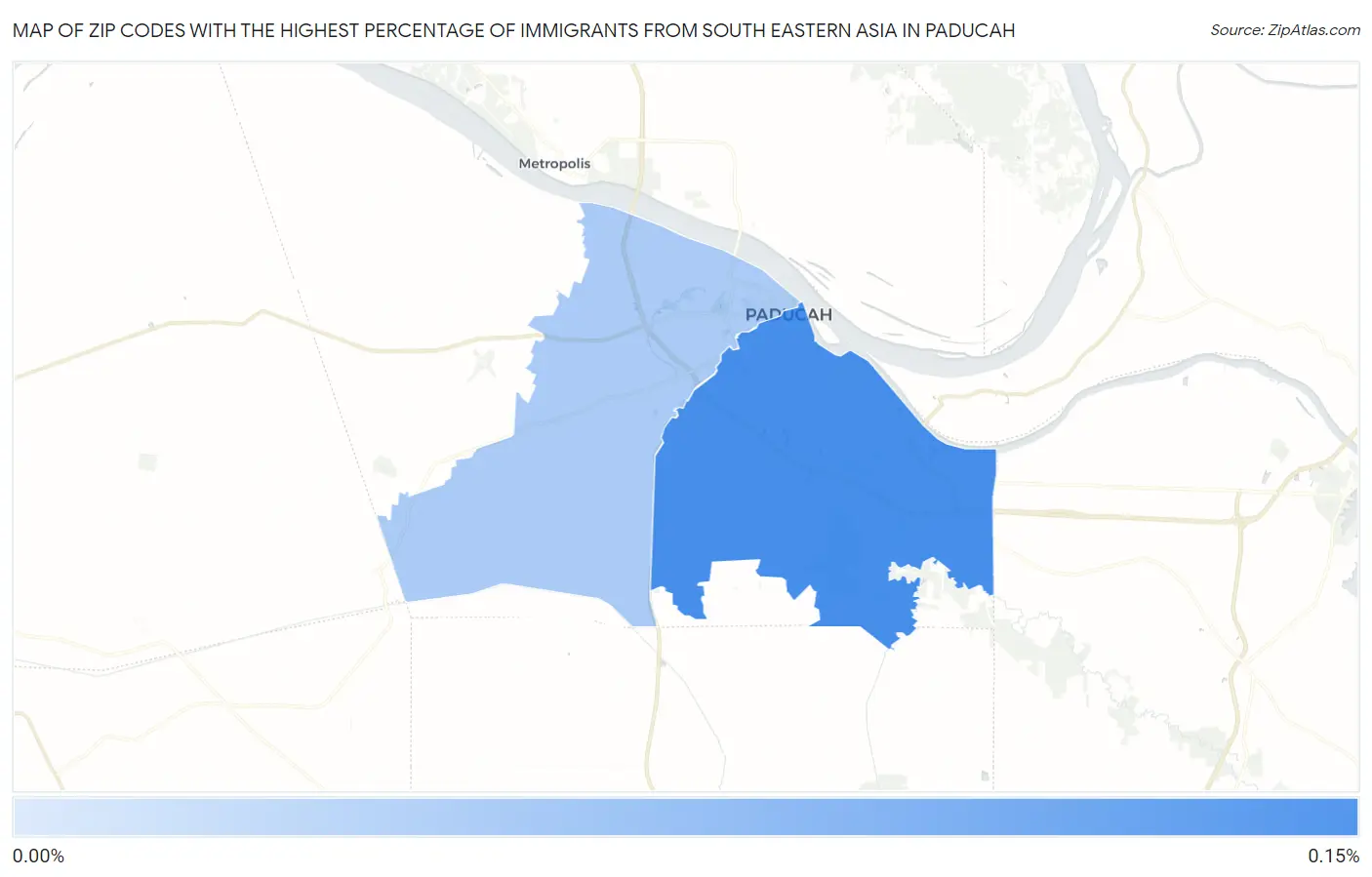 Zip Codes with the Highest Percentage of Immigrants from South Eastern Asia in Paducah Map