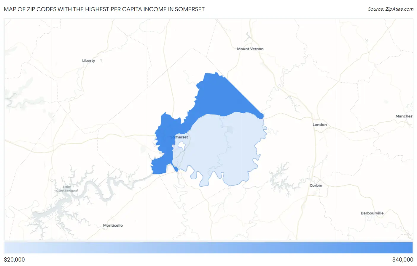 Zip Codes with the Highest Per Capita Income in Somerset Map