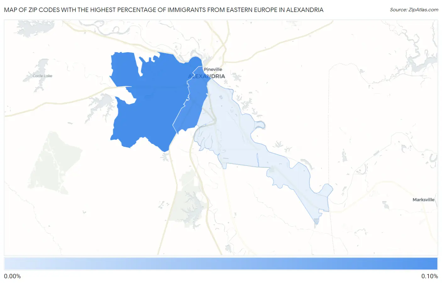 Zip Codes with the Highest Percentage of Immigrants from Eastern Europe in Alexandria Map