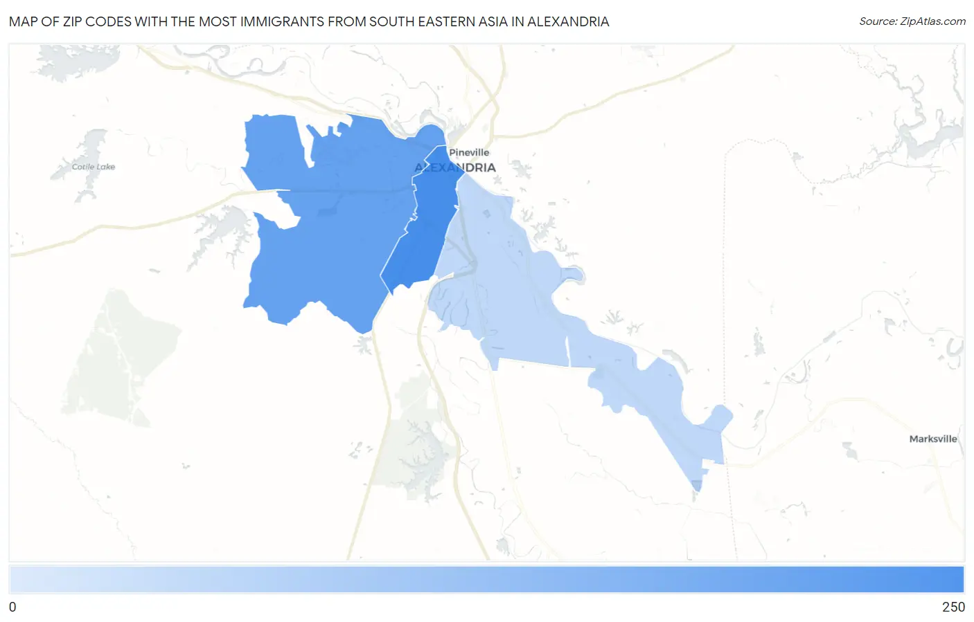 Zip Codes with the Most Immigrants from South Eastern Asia in Alexandria Map