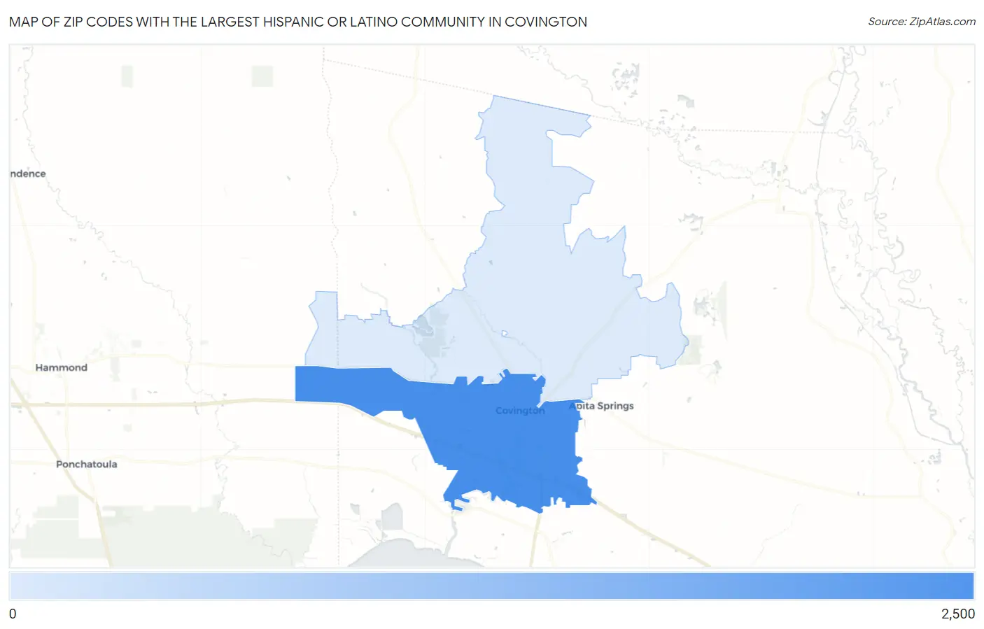 Zip Codes with the Largest Hispanic or Latino Community in Covington Map