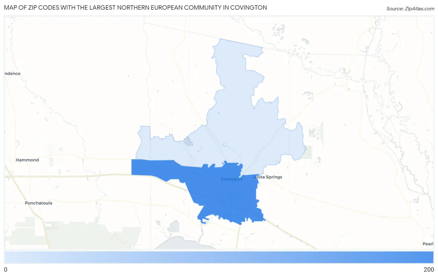 Zip Codes with the Largest Northern European Community in Covington Map