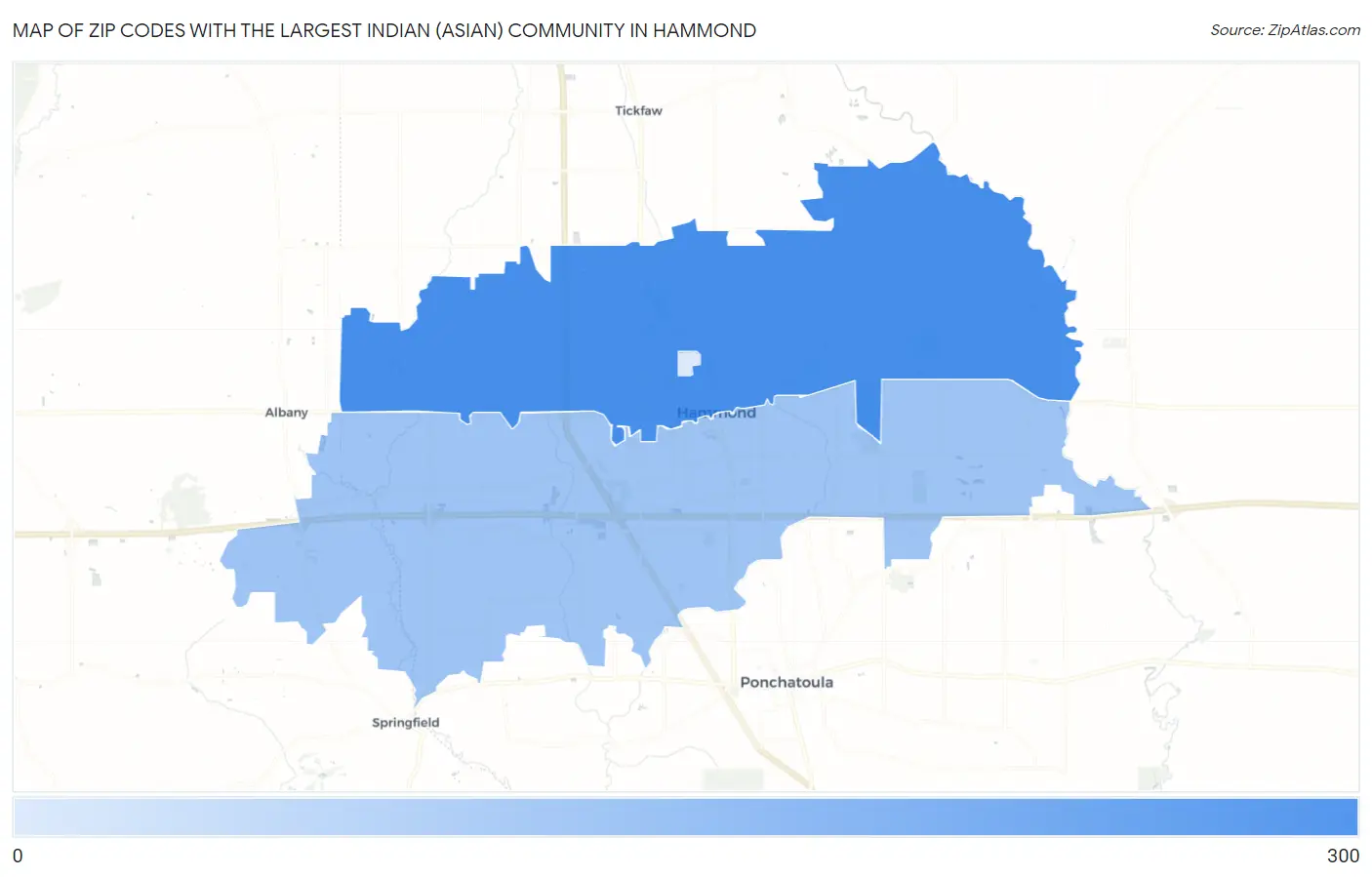 Zip Codes with the Largest Indian (Asian) Community in Hammond Map