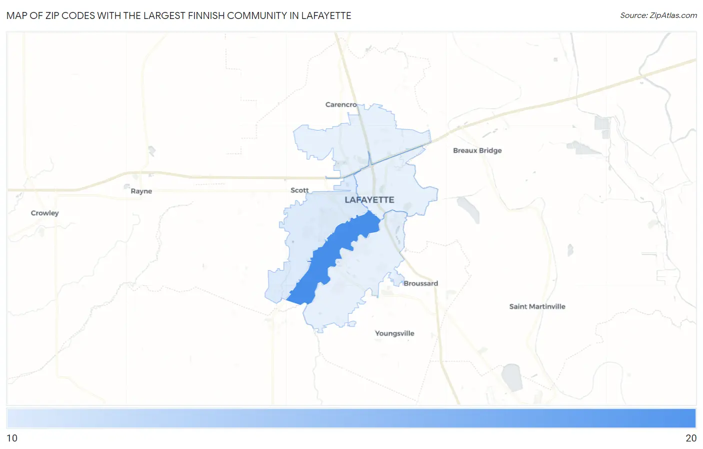 Zip Codes with the Largest Finnish Community in Lafayette Map