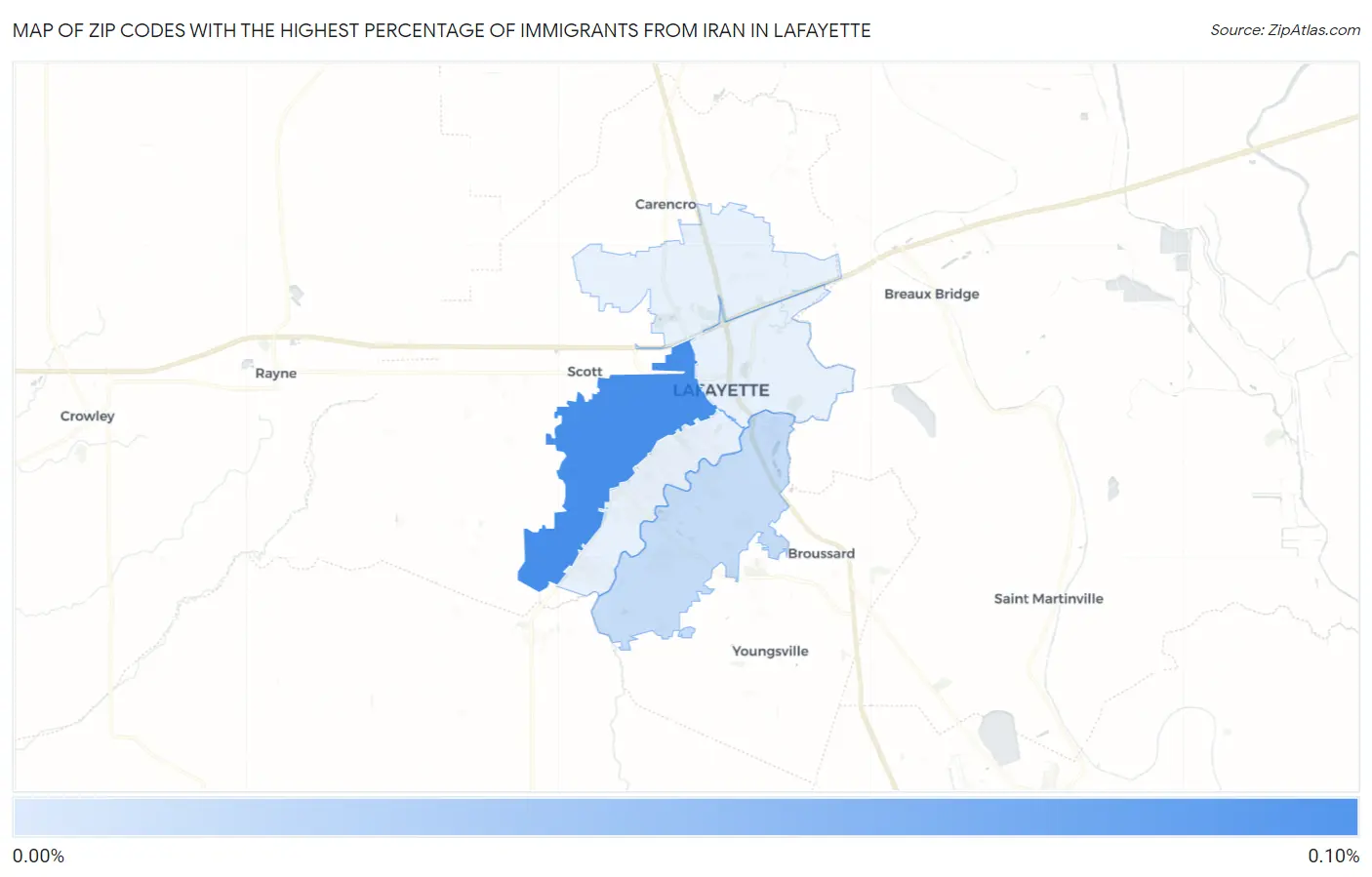 Zip Codes with the Highest Percentage of Immigrants from Iran in Lafayette Map
