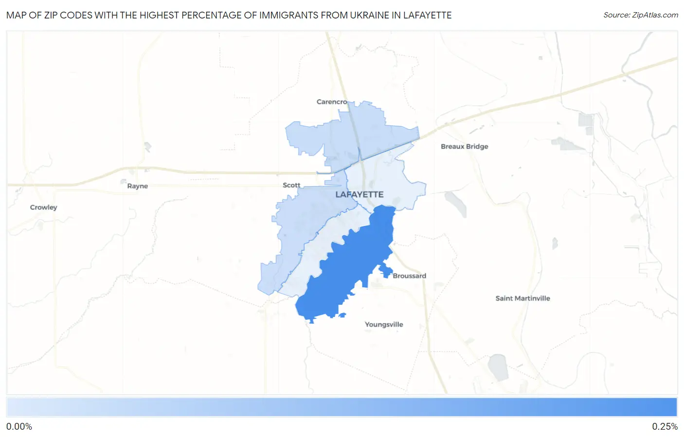Zip Codes with the Highest Percentage of Immigrants from Ukraine in Lafayette Map