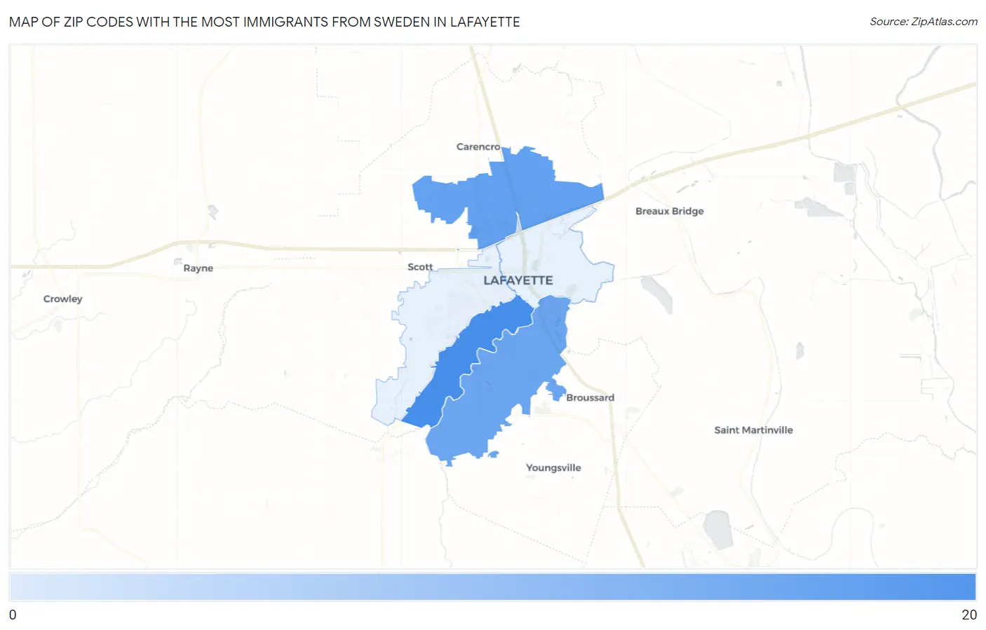 Zip Codes with the Most Immigrants from Sweden in Lafayette Map