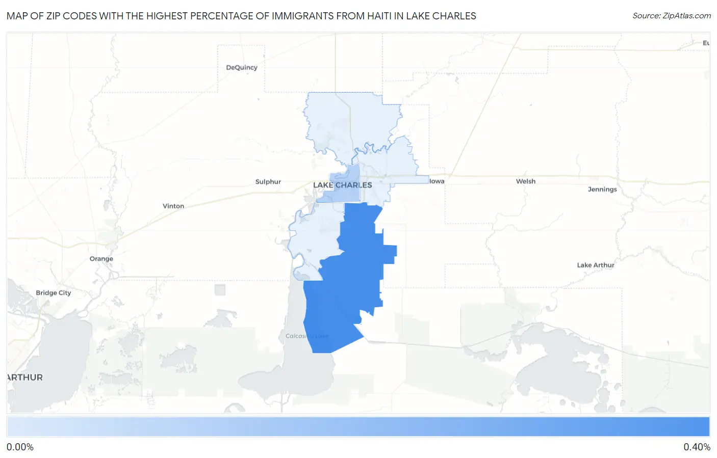 Zip Codes with the Highest Percentage of Immigrants from Haiti in Lake Charles Map