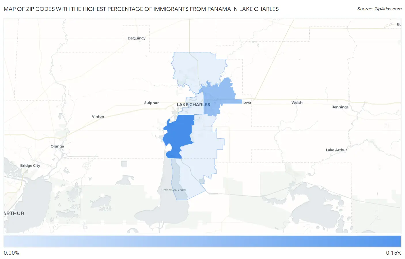 Zip Codes with the Highest Percentage of Immigrants from Panama in Lake Charles Map